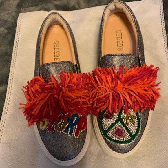 Gedebe Peace and Slurp Rhinestone Slip on sneakersShoes - Picture 1 of 7